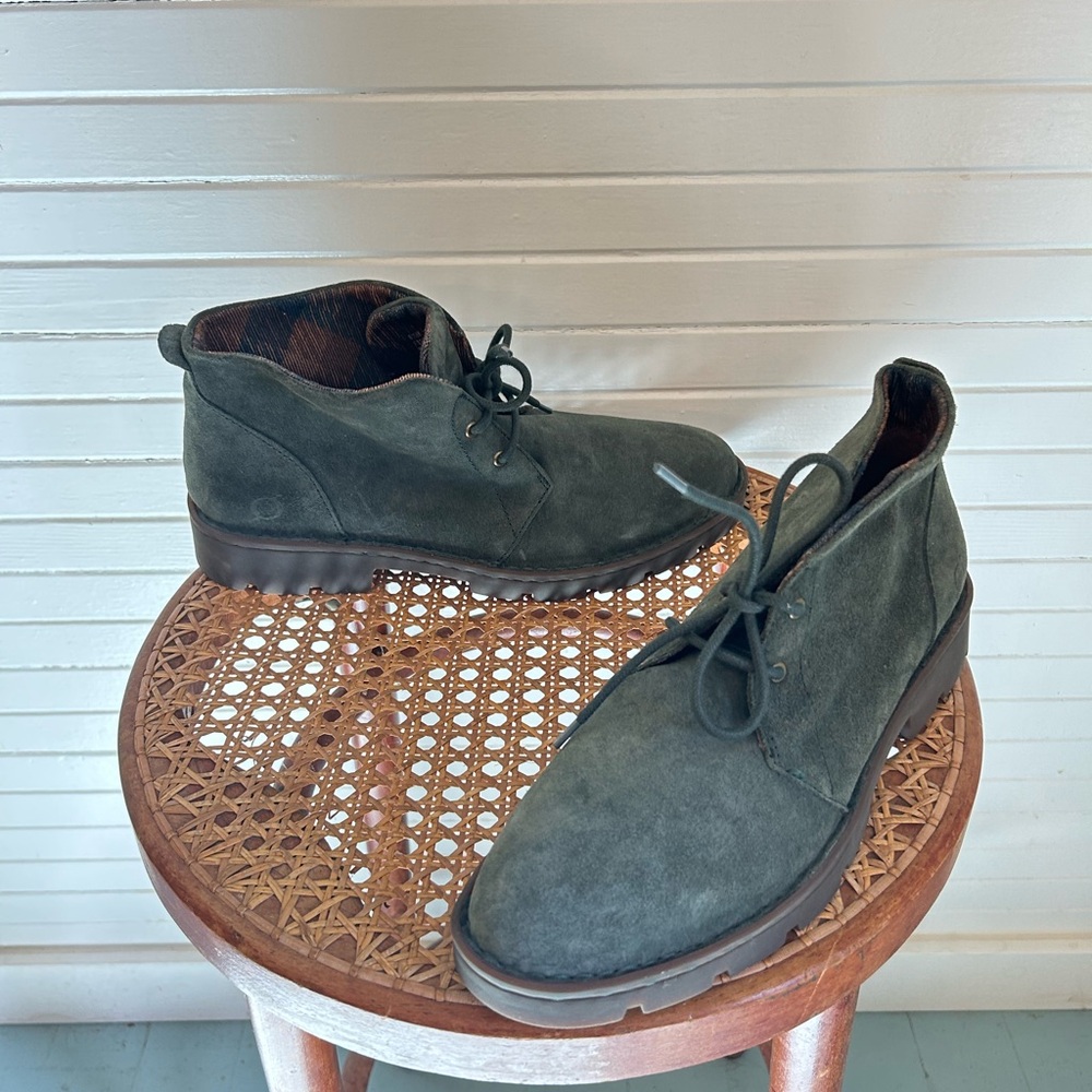 Born teal green suede booties size 8.5